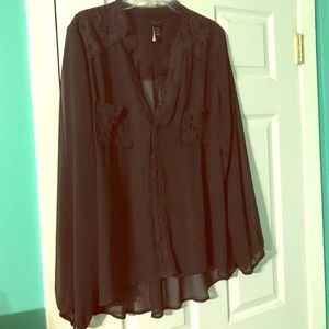 Black blouse with lace design